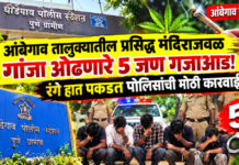 घोडेगाव येथील प्रसिद्ध मंदिराजवळ गांजा ओढणारे ५ जण रंगेहात पोलिसांच्या जाळ्यात!